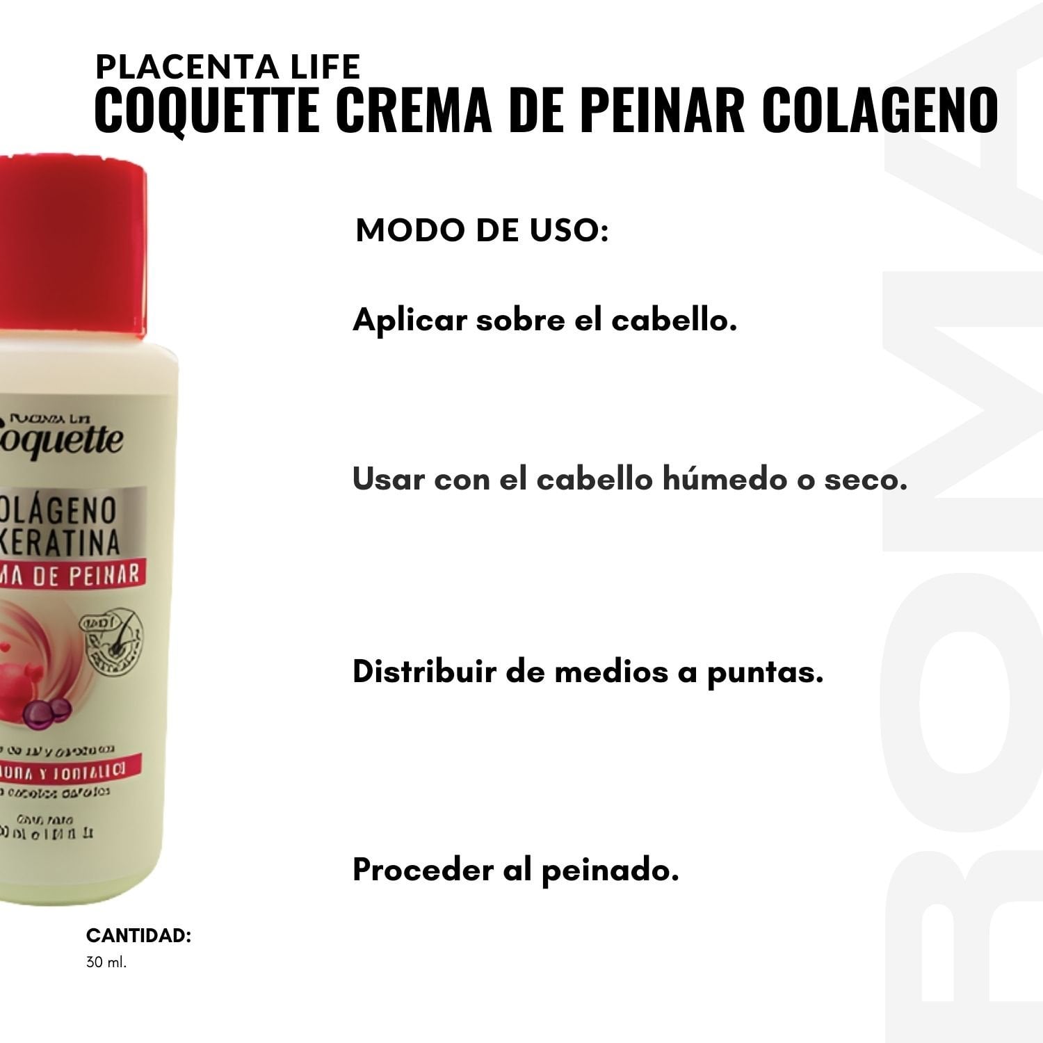 COQUETTE CREMA DE PEINAR COLAGENO 30ML PLACENTA LIFE - 3