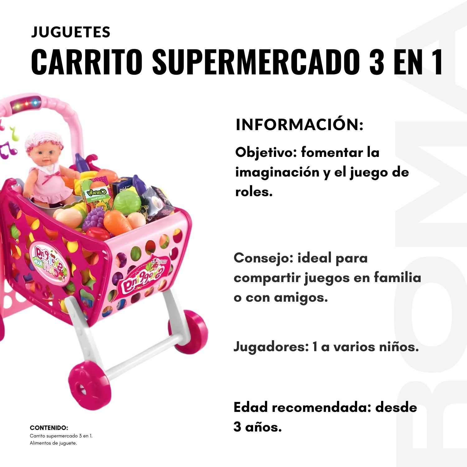 JUGUETE CARRITO SUPERMERCADO 3 EN 1 - 2