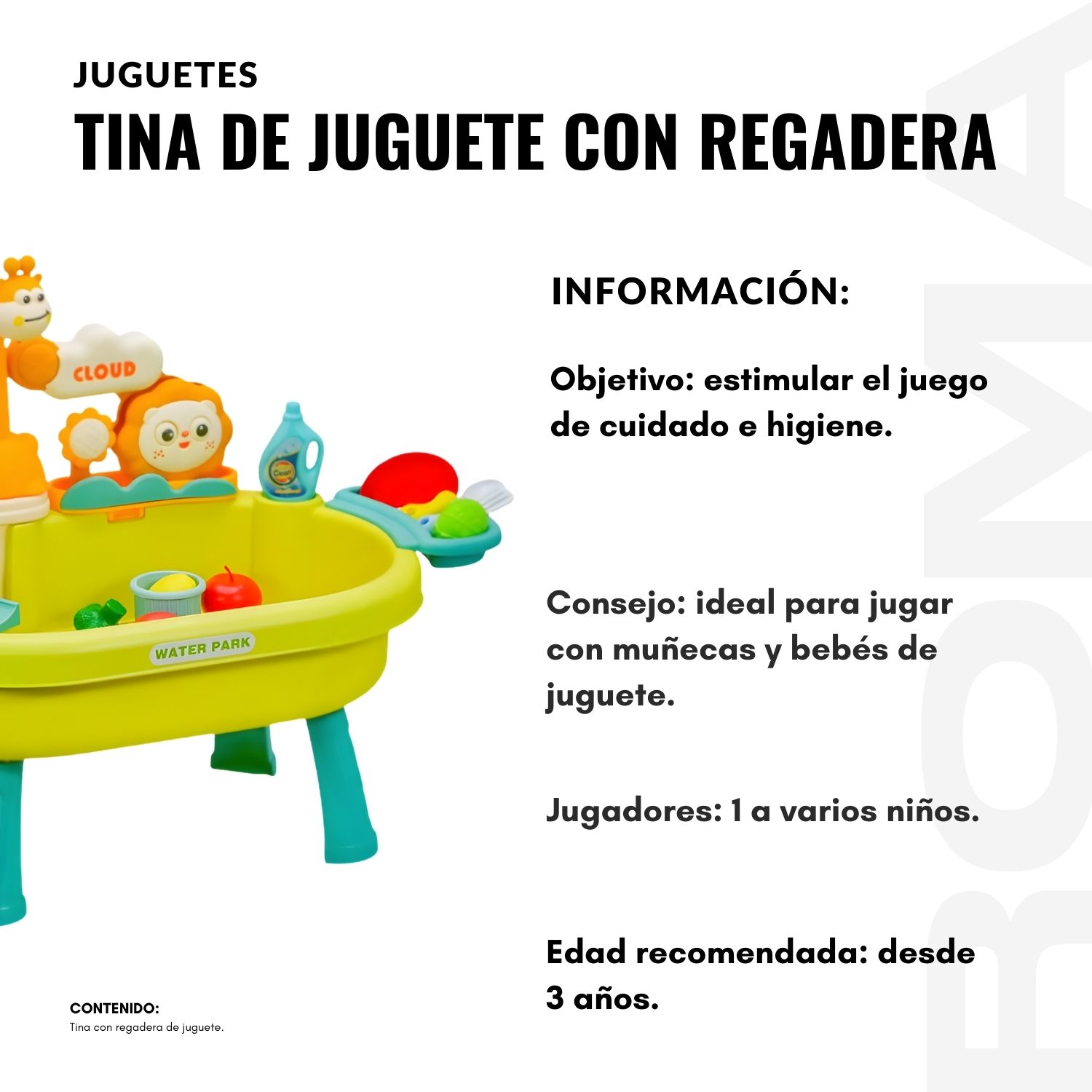TINA DE JUGUETE CON REGADERA - 2