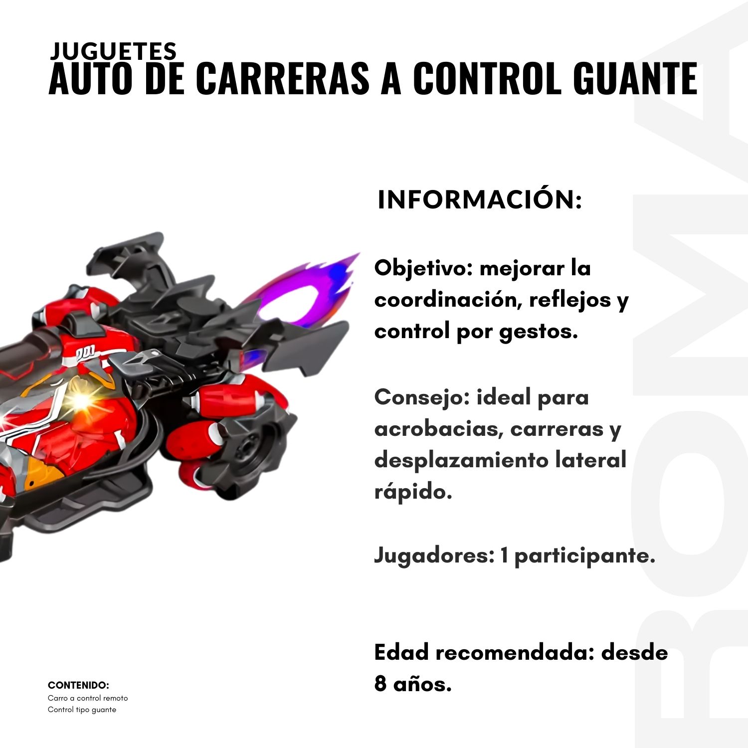 JUGUETE AUTO DE CARRERAS A CONTROL GUANTE - 2