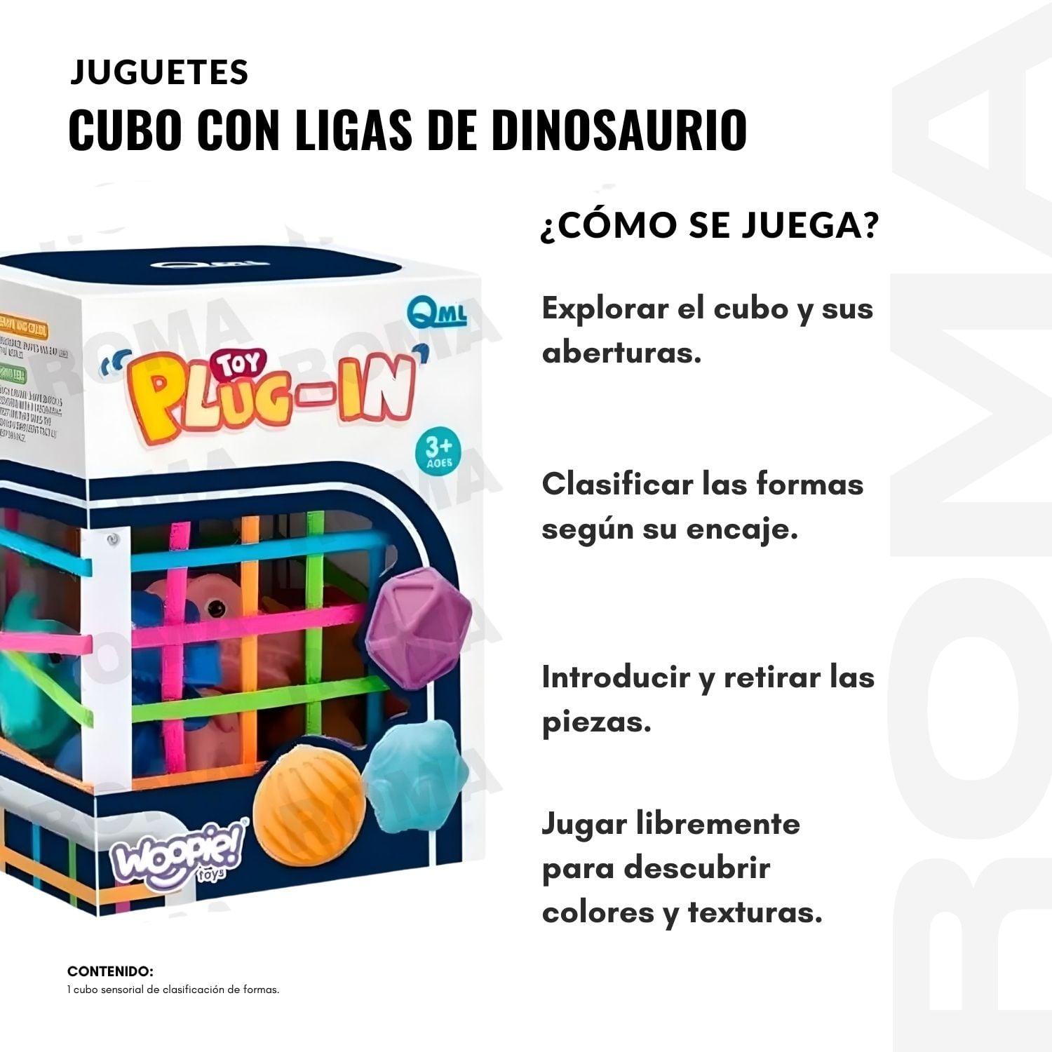 CUBO CON LIGAS DE DINOSAURIO - 3