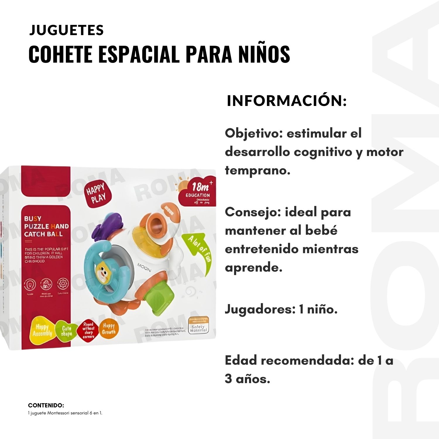 COHETE ESPACIAL MONTESORI PARA NIÑOS 6 EN 1 - 2