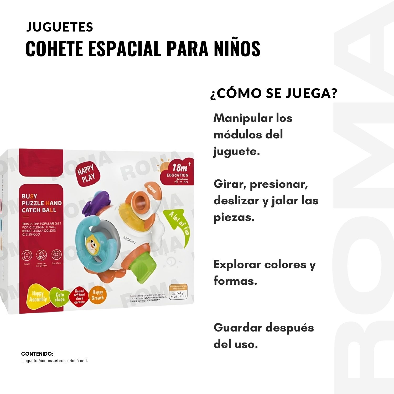 COHETE ESPACIAL MONTESORI PARA NIÑOS 6 EN 1 - 3