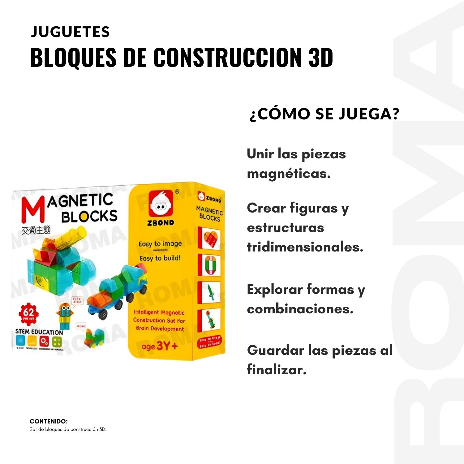 BLOQUES DE CONSTRUCCION MAGNETICOS 62 PIEZAS - 3