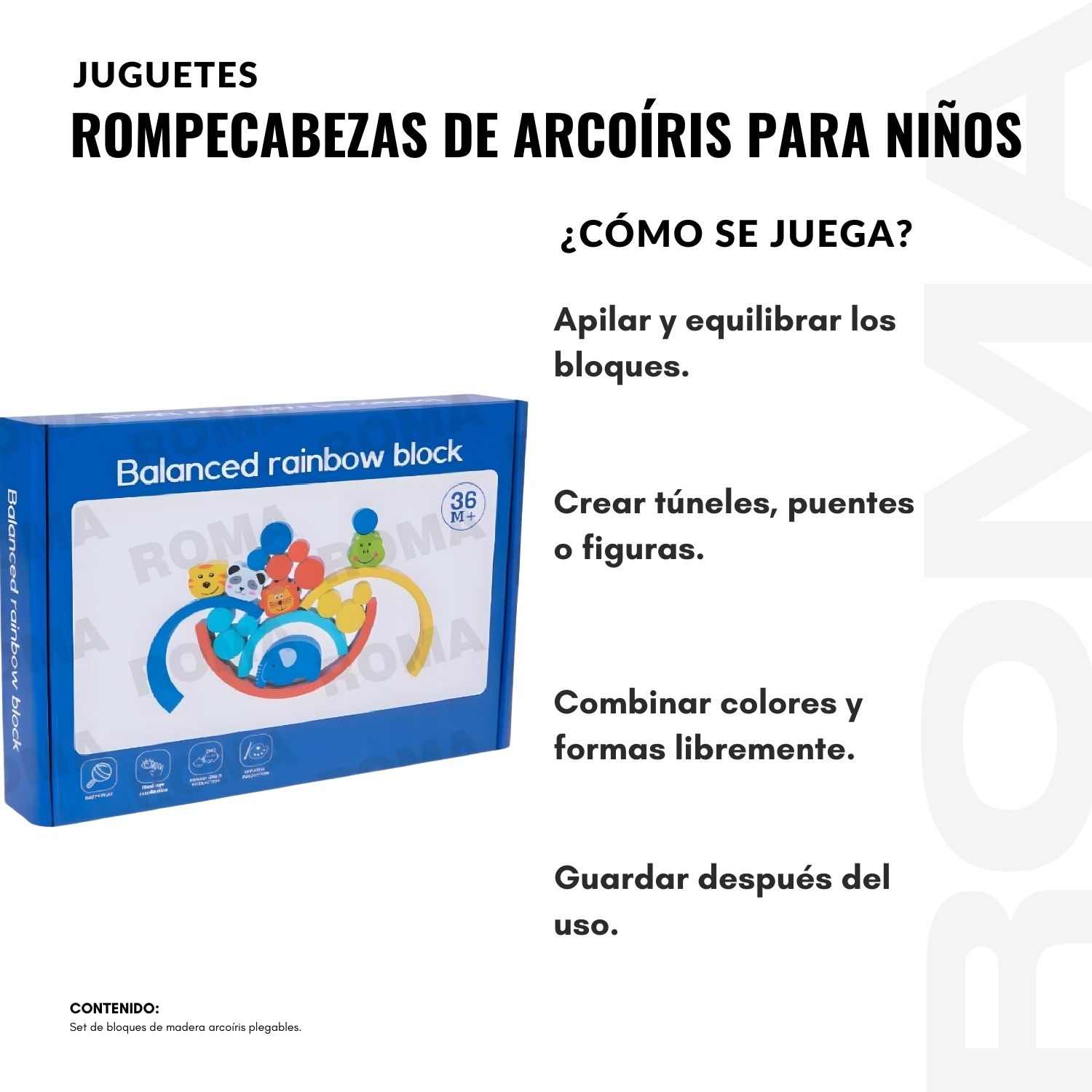 ROMPECABEZAS APILABLE ARCOIRIS DE MADERA - 3