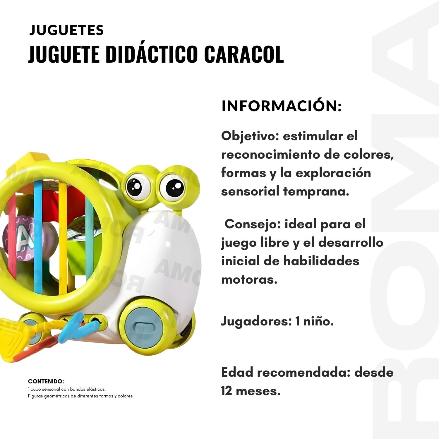 JUGUETE DIDÁCTICO CARACOL CON RUEDA Y LIGAS - 2