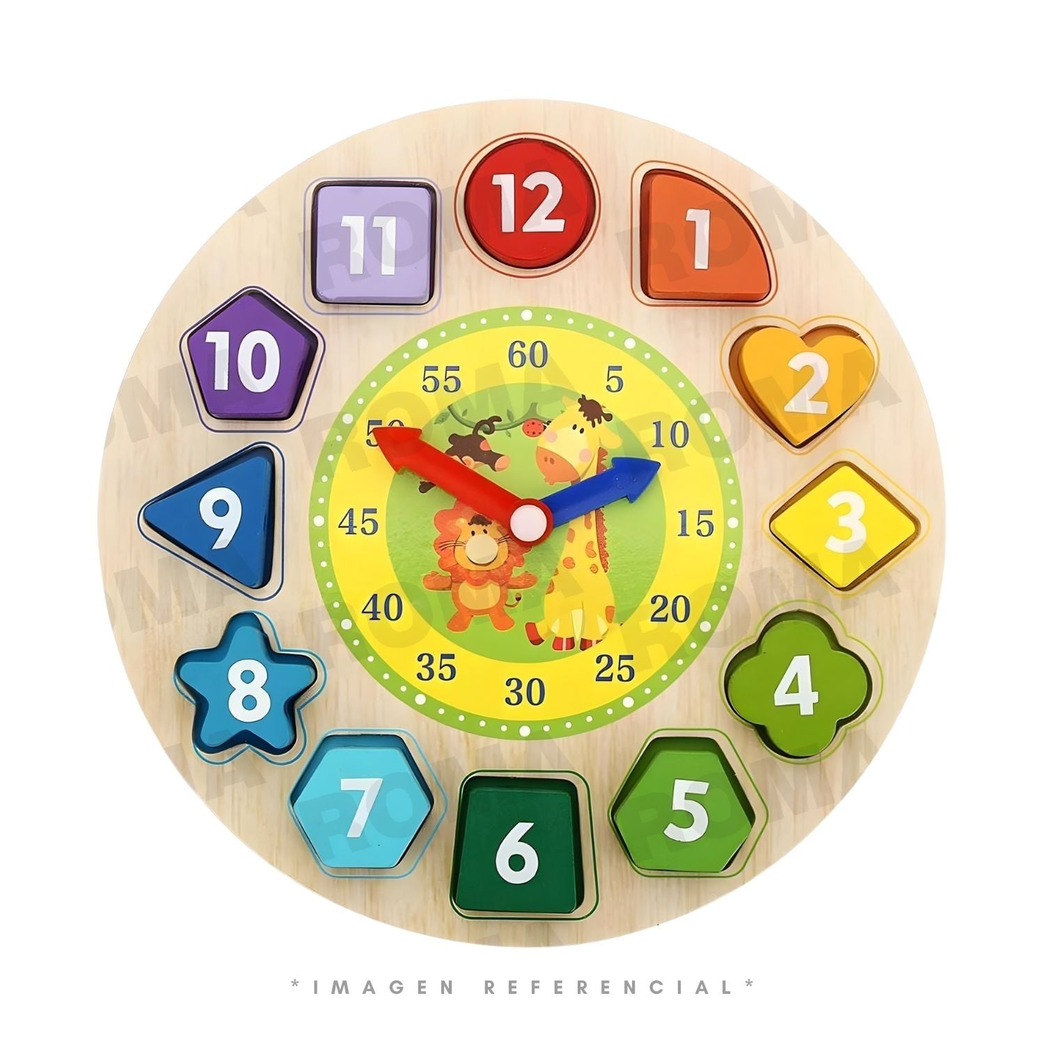RELOJ EDUCATIVO DE MADERA - JUEGO DIDÁCTICO - 1
