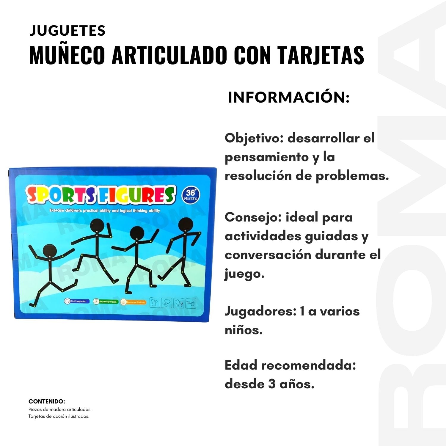 MUÑECO ARTICULADO CON TARJETAS - JUEGO DIDÁCTICO - 2