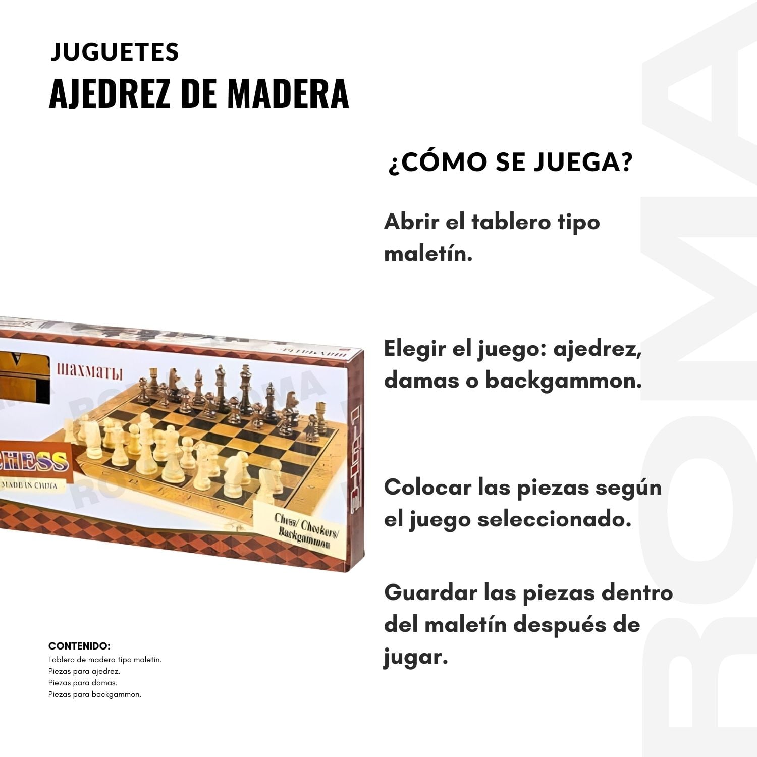 AJEDREZ DE MADERA MEDIANO- JUEGO DIDÁCTICO - 3