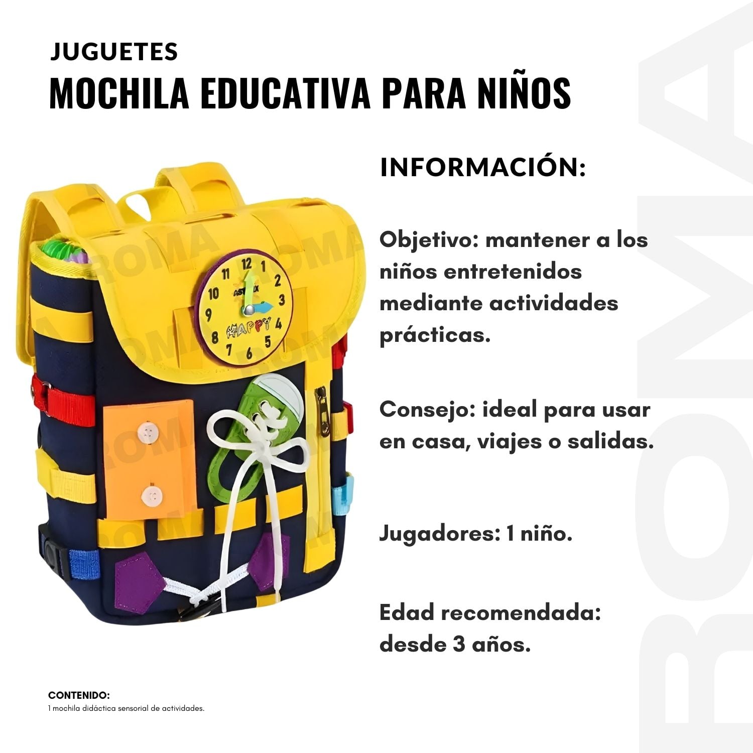 MOCHILA EDUCATIVA PARA NIÑOS - JUEGO DIDÁCTICO - 2