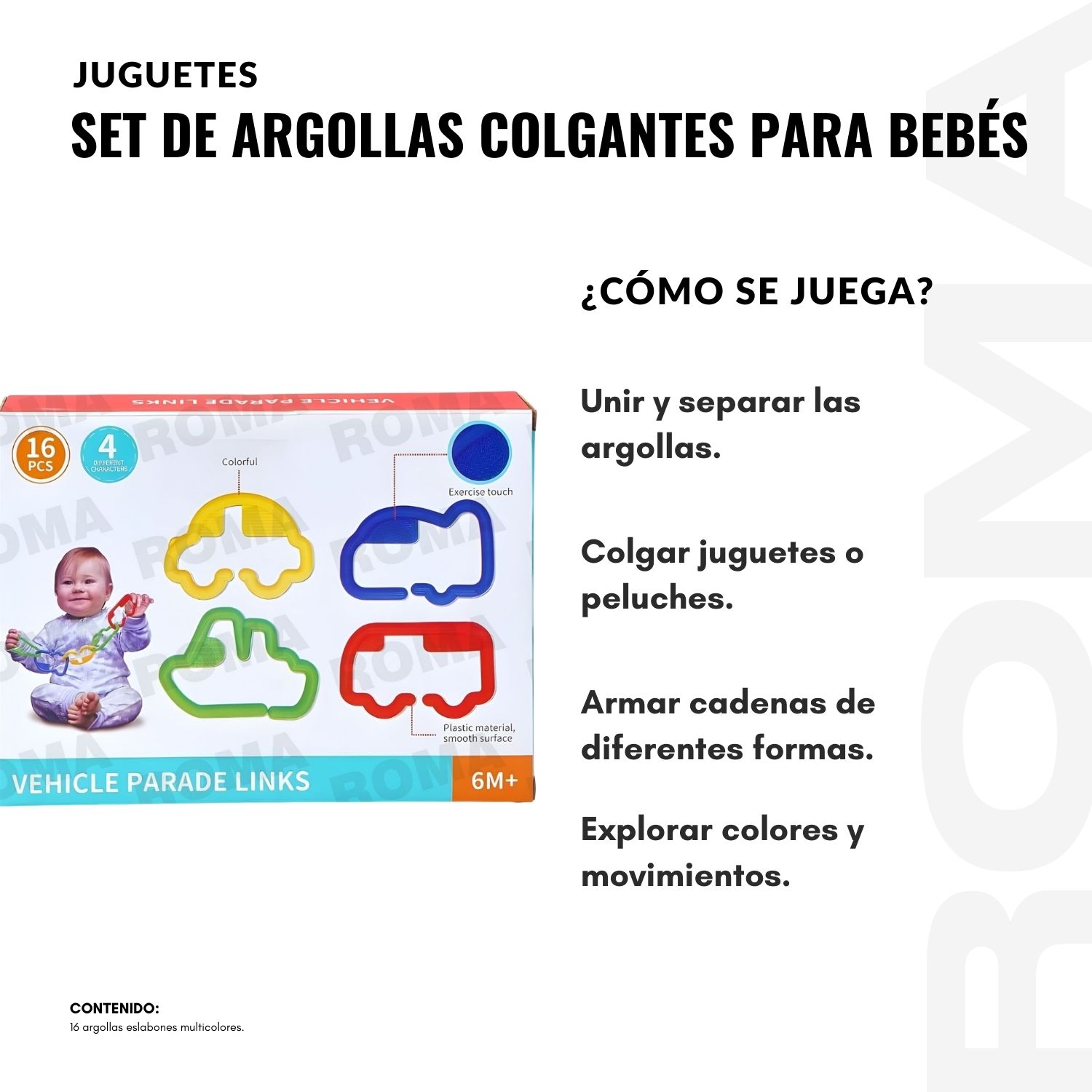 SET DE ARGOLLAS ESLABONES COLGANTES PARA BEBÉS - 3