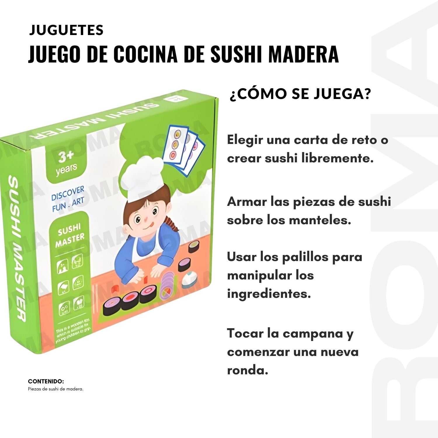 JUEGO DE COMIDA JAPONESA SUSHI MADERA - 3