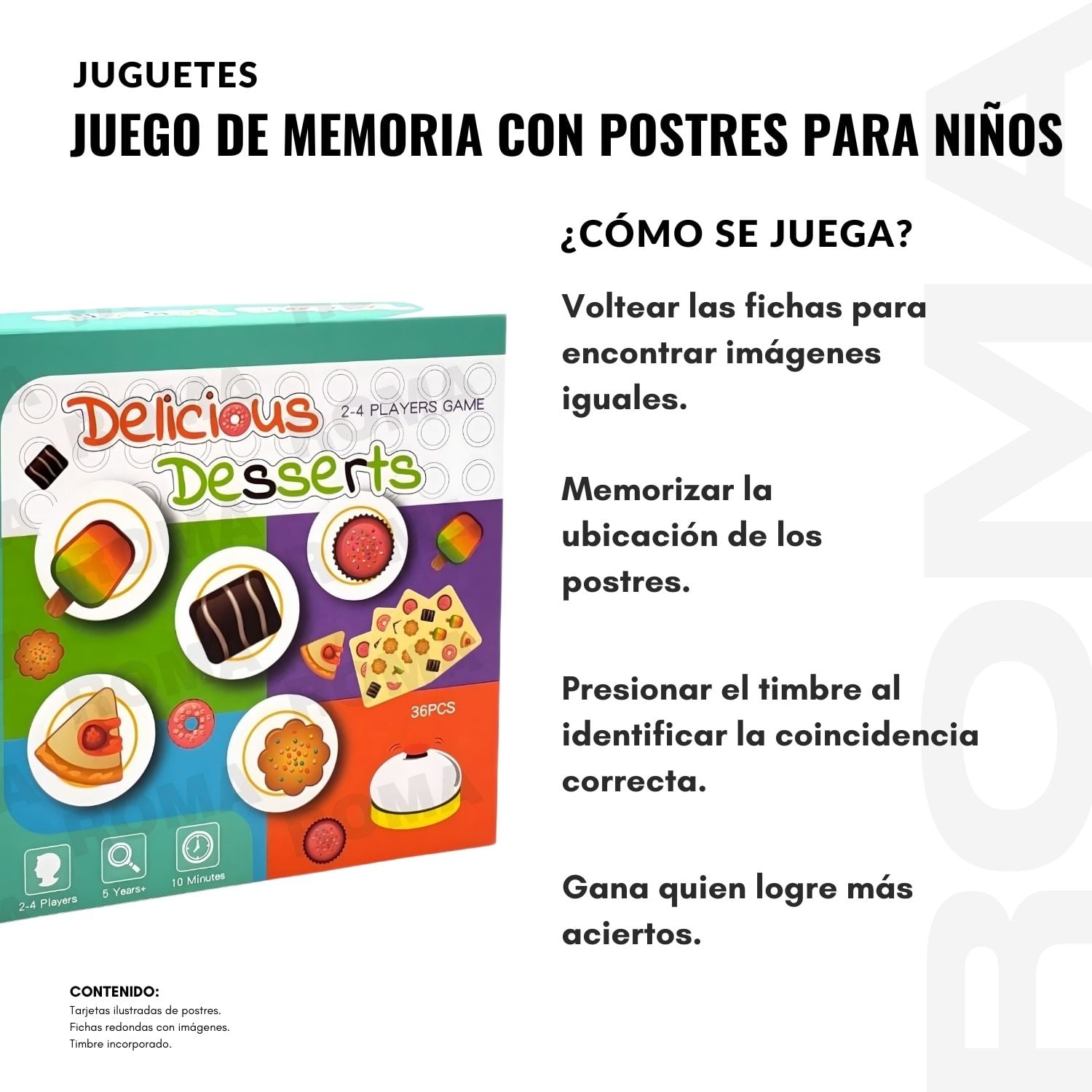 JUEGO DE MEMORIA CON POSTRES PARA NIÑOS - 3