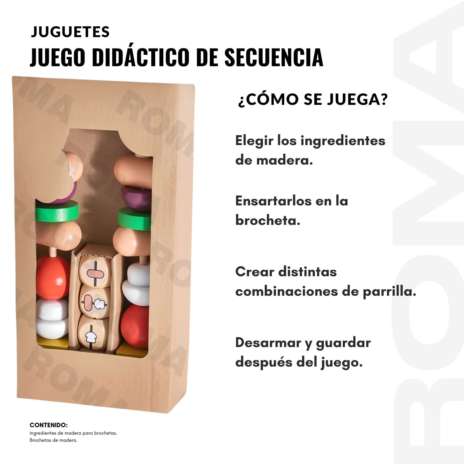 JUEGO DE SECUENCIA BROCHETAS DE MADERA - 3