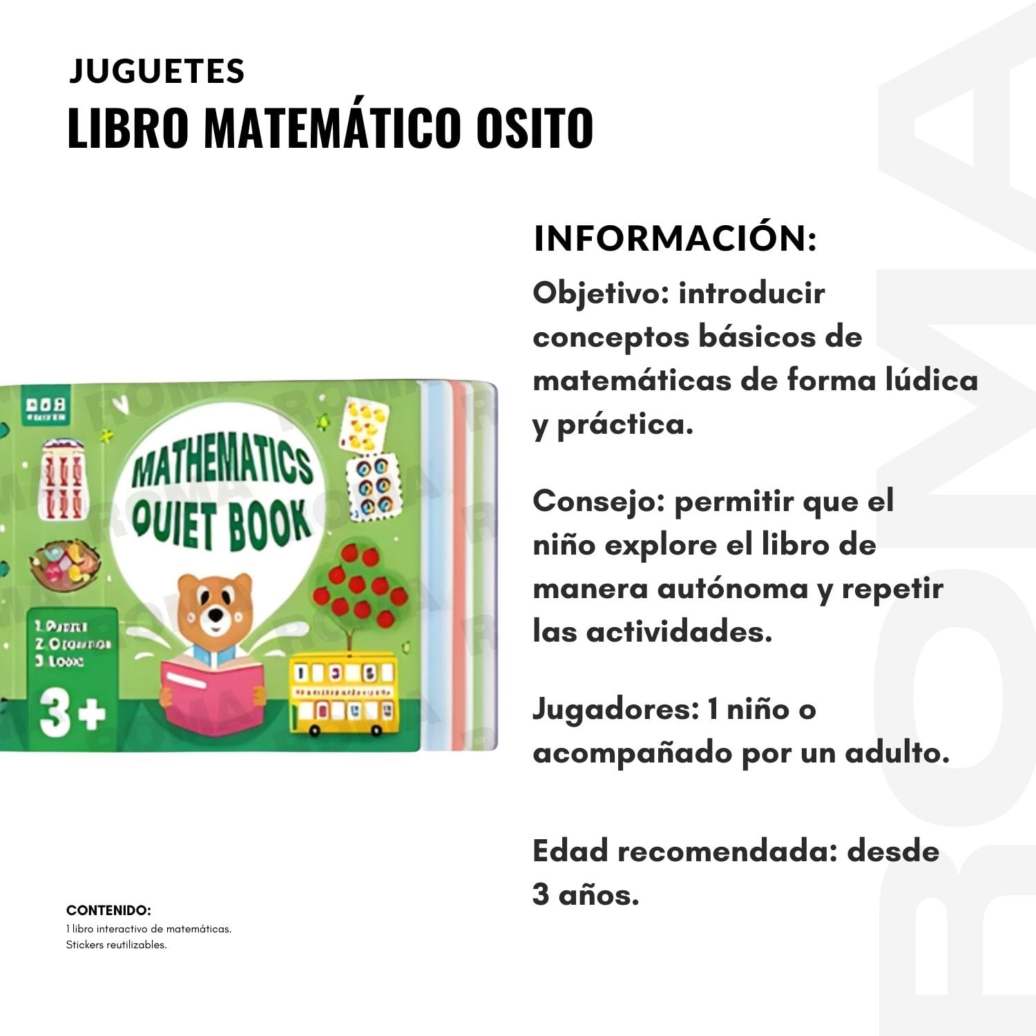 LIBRO MATEMÁTICO OSITO - JUEGO DIDÁCTICO - 2