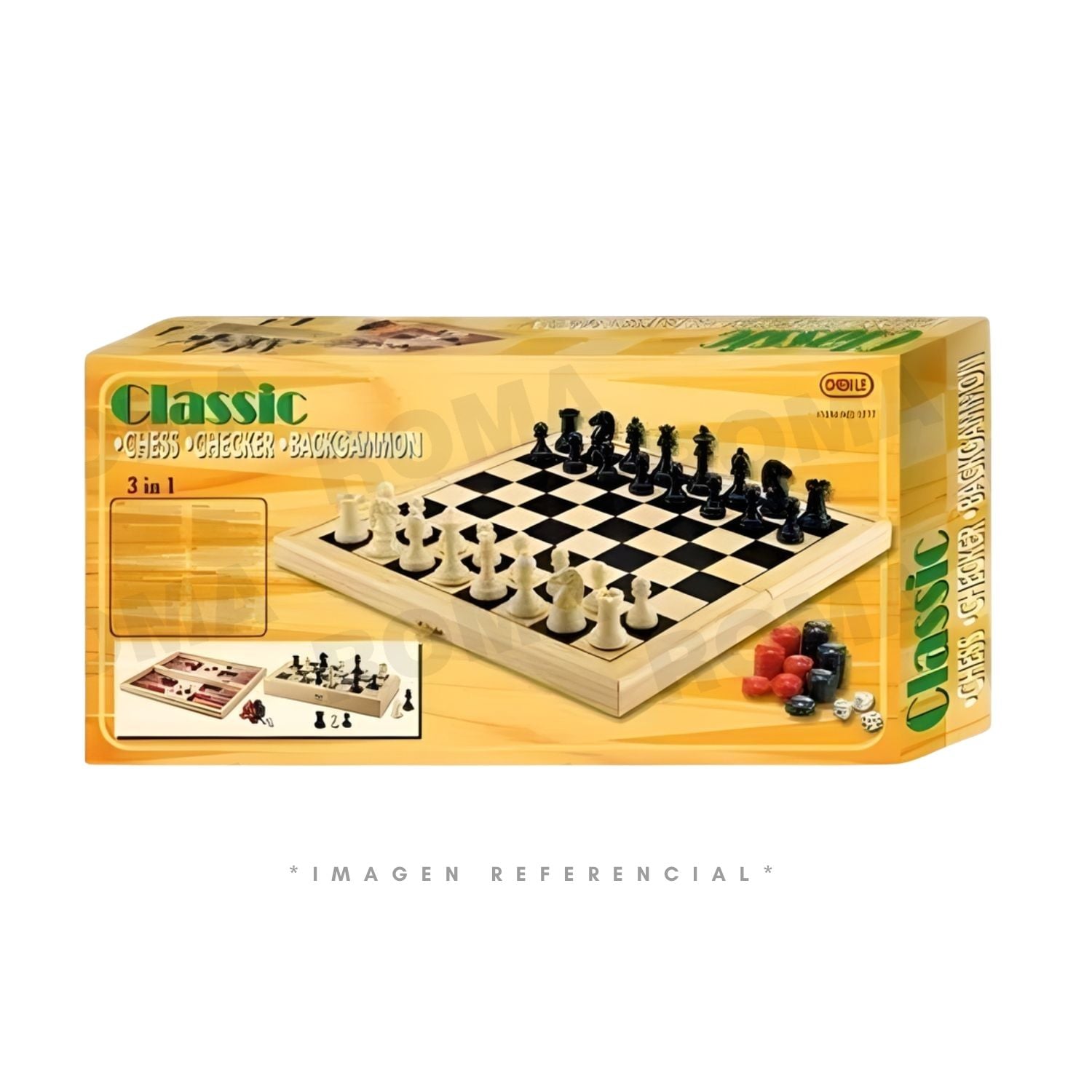 JUEGO DE MESA AJEDREZ 3 EN 1 MEDIANO - 1
