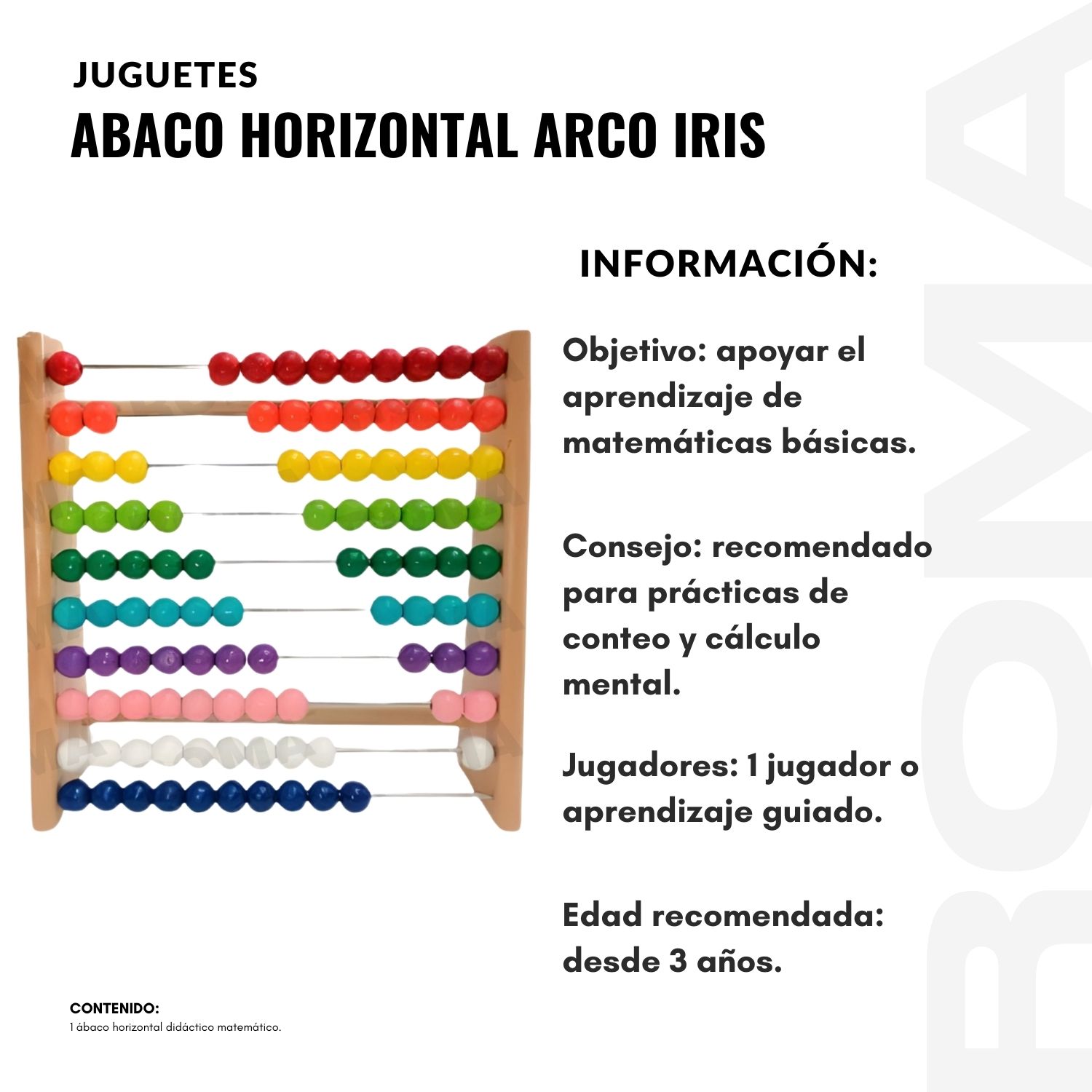 ABACO HORIZONTAL ARCO IRIS - JUEGO DIDÁCTICO - 2