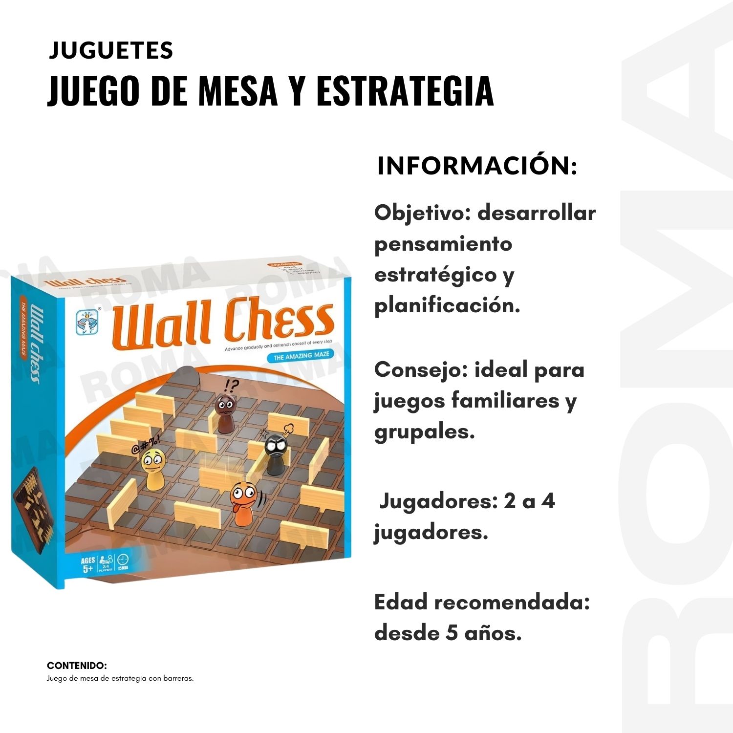 AJEDREZ DE PARED JUEGO DE MESA Y ESTRATEGIA - 2