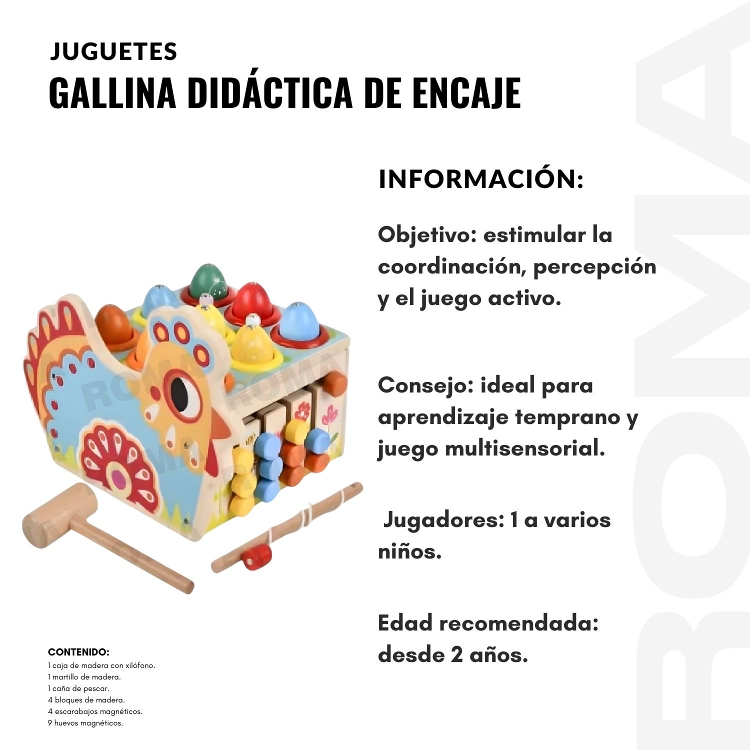 GALLINA DIDÁCTICA DE ENCAJE CON MARTILLO - 2