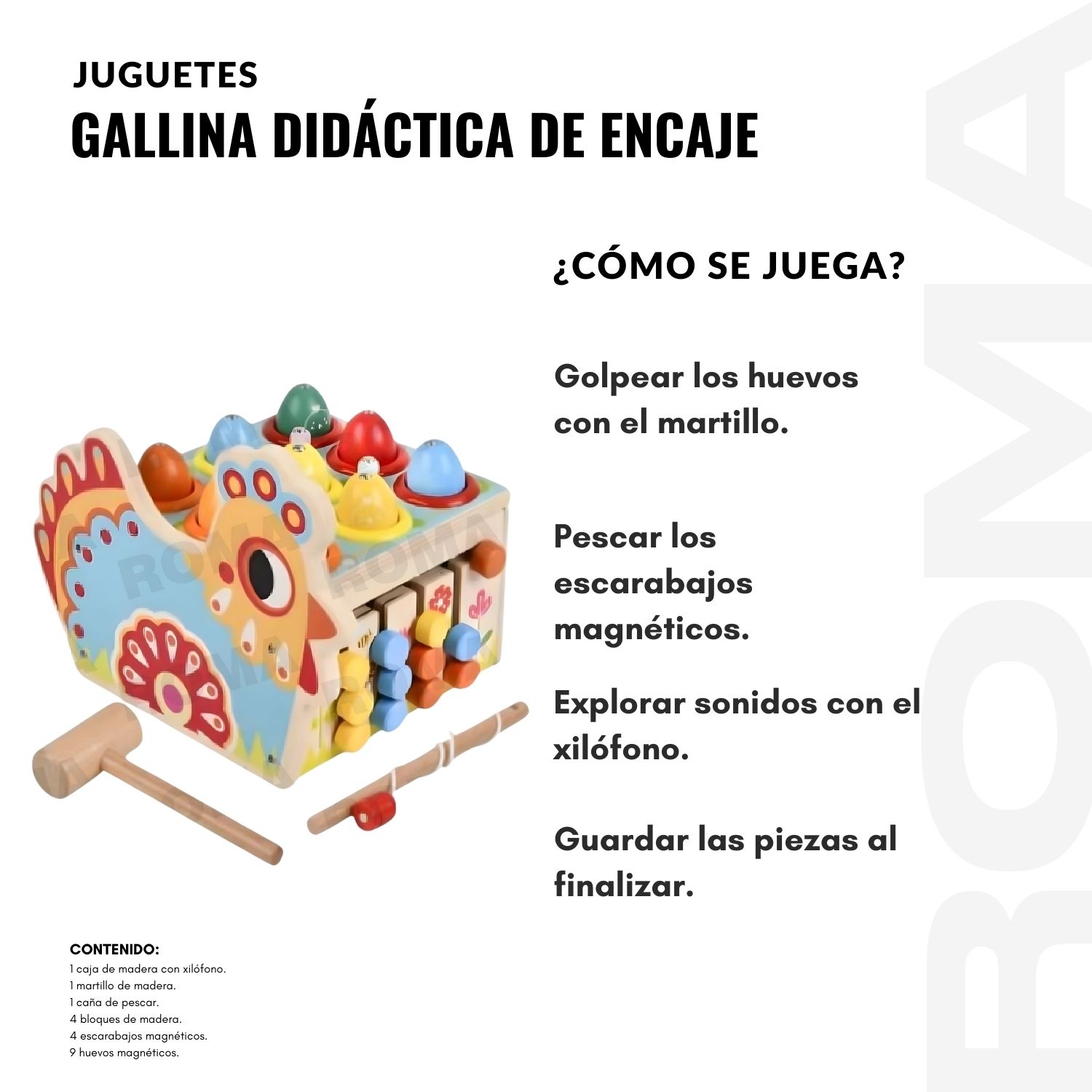GALLINA DIDÁCTICA DE ENCAJE CON MARTILLO - 3