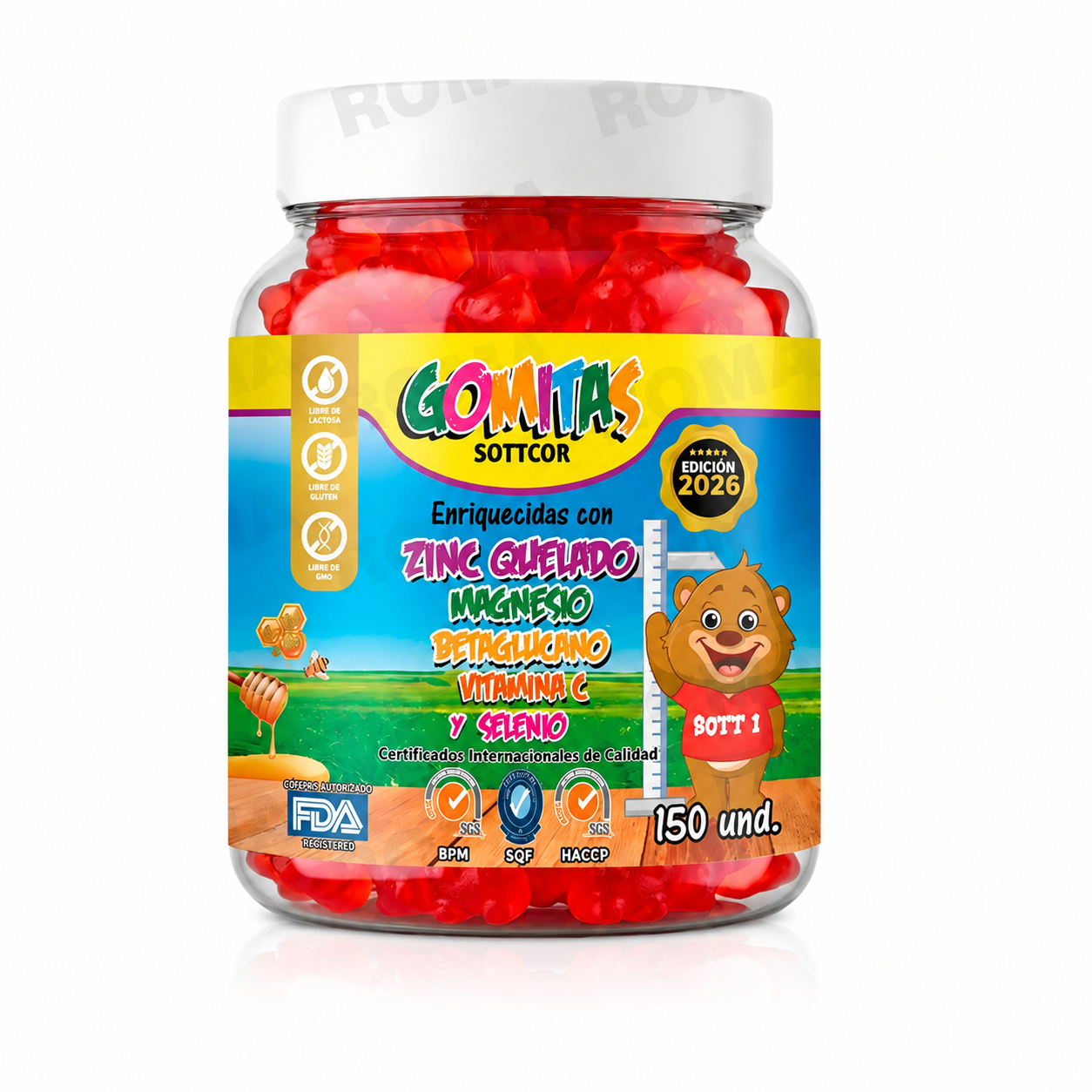GOMITAS ZINC QUELADO PARA NIÑOS SOTTCOR LABS 150 UNIDADES - 1