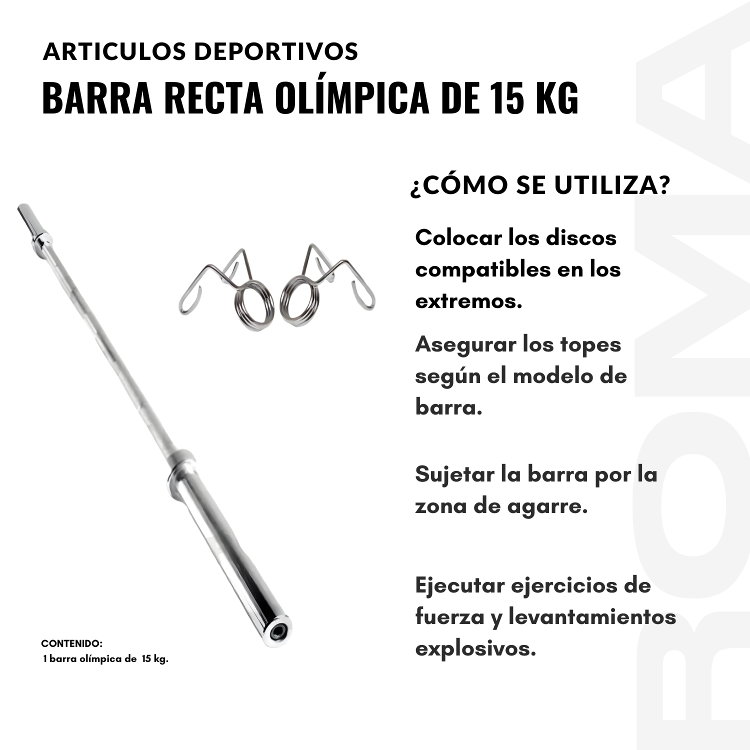 BARRA RECTA OLÍMPICA 15 KG - 3
