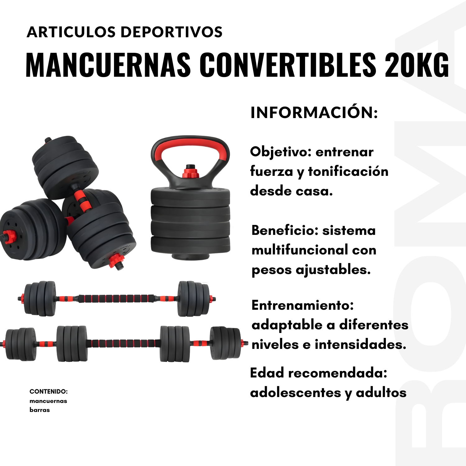 MANCUERNAS CONVERTIBLES 20KG - 2