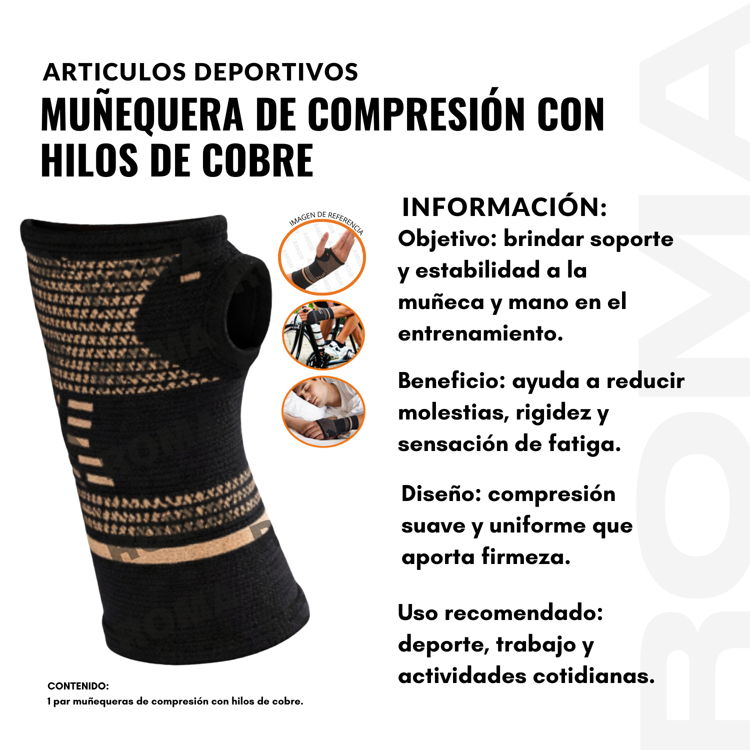 MUÑEQUERA DE COMPRESIÓN CON HILOS DE COBRE - 2