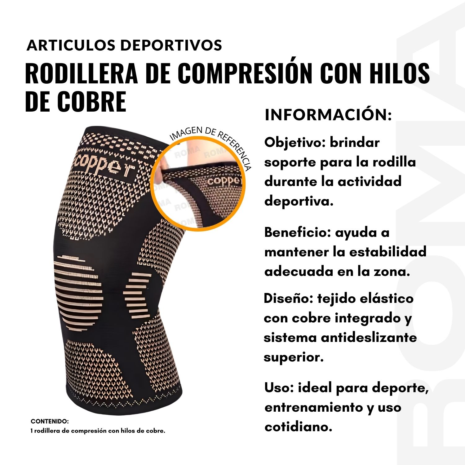 RODILLERA DE COMPRESIÓN CON HILOS DE COBRE - 2