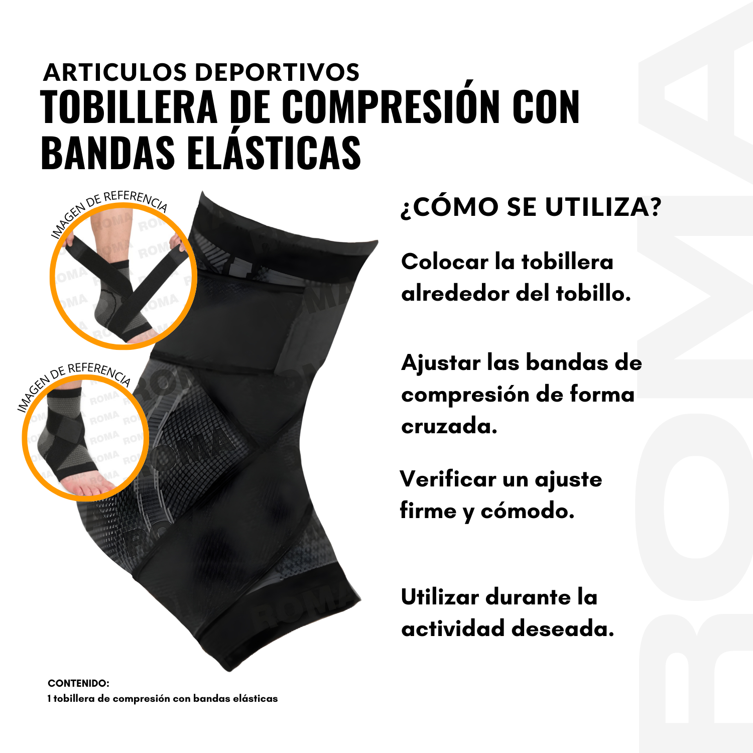 TOBILLERA DE COMPRESIÓN CON BANDAS ELÁSTICAS - 3