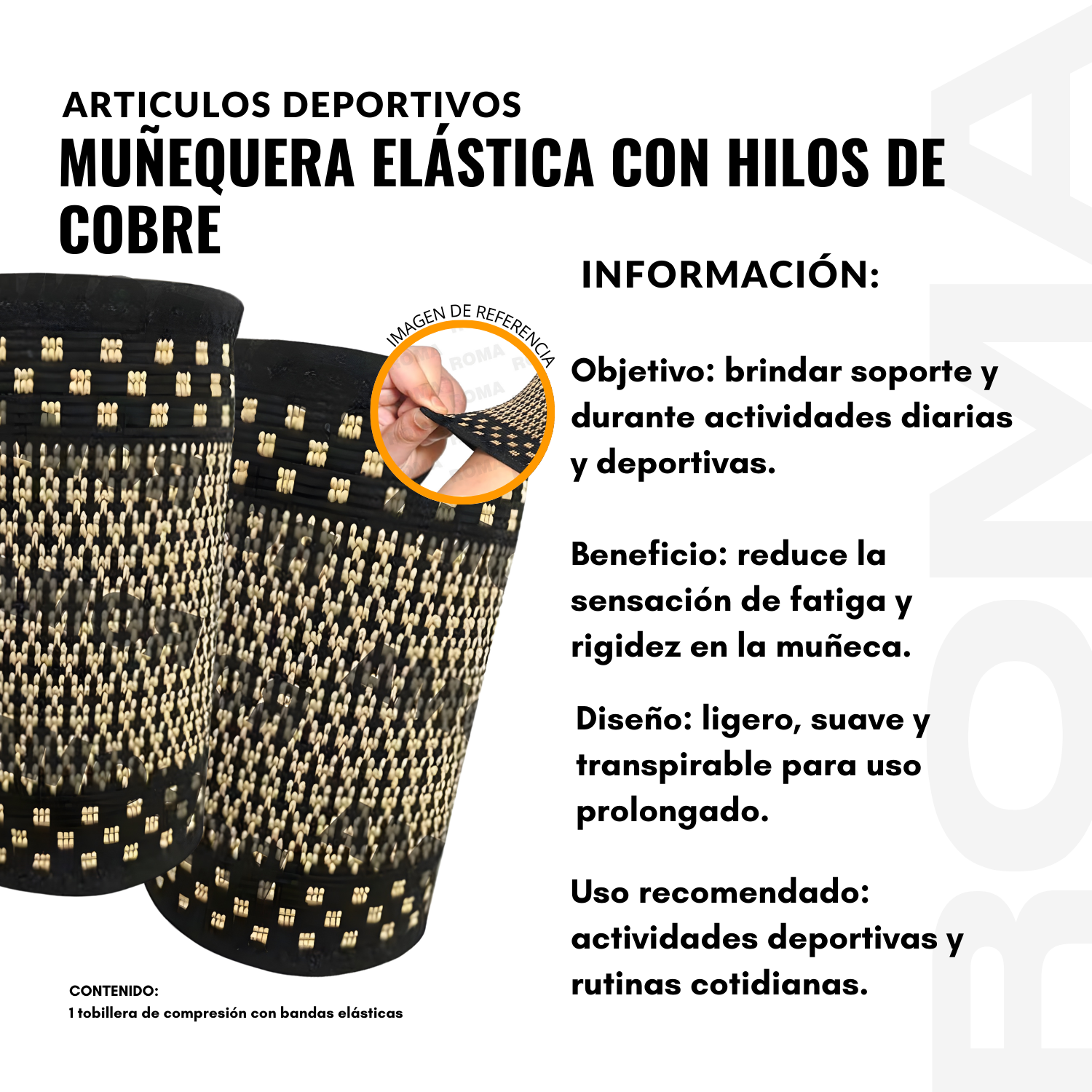 MUÑEQUERA ELÁSTICA CON HILOS DE COBRE - 2