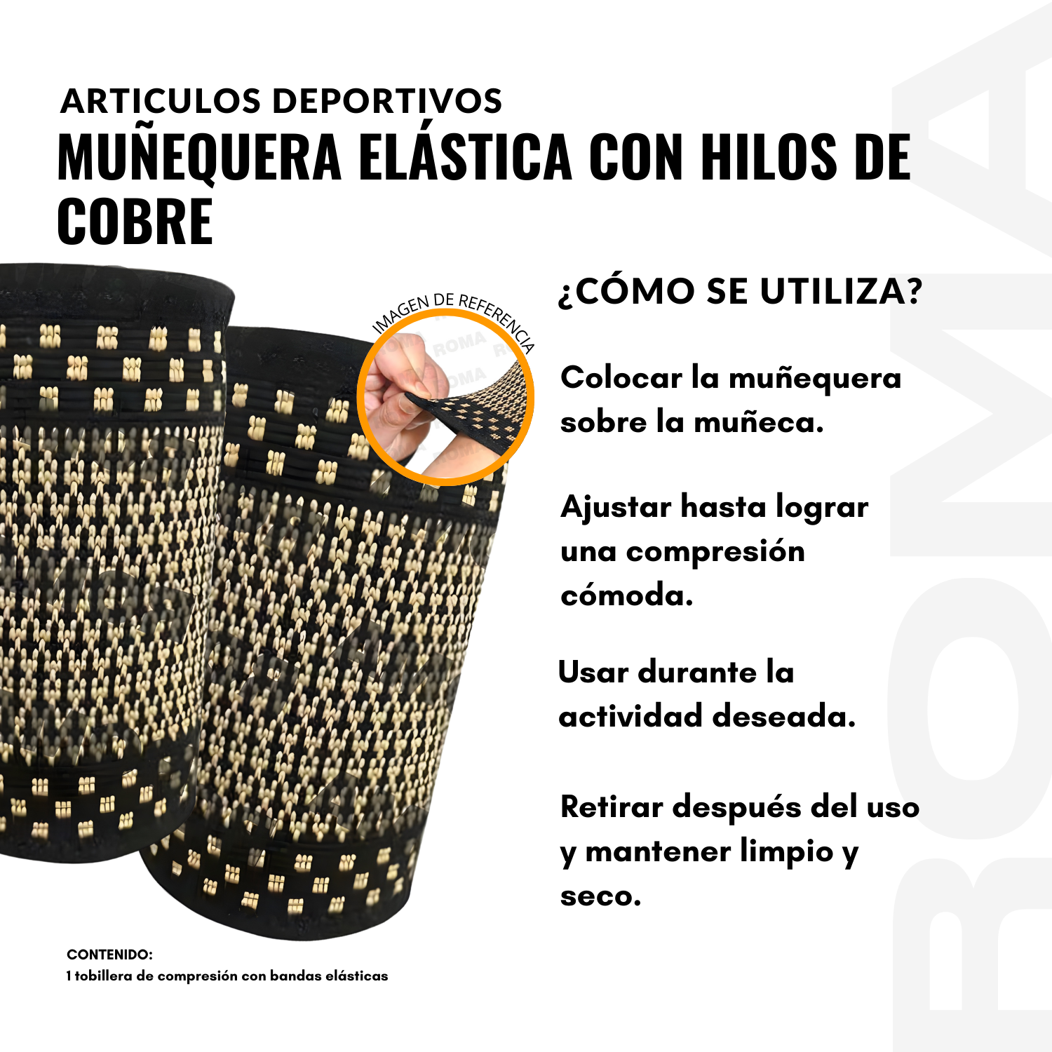MUÑEQUERA ELÁSTICA CON HILOS DE COBRE - 3