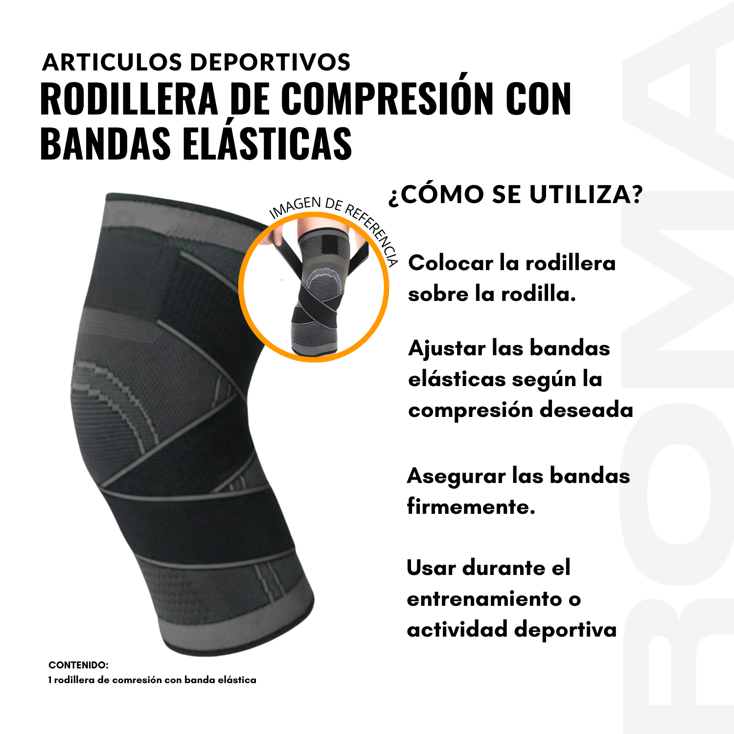 RODILLERA DE COMPRESIÓN CON BANDAS ELÁSTICAS - 3