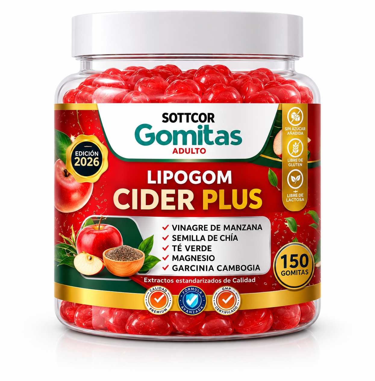 GOMITAS LIPOGOM CIDER PLUS PARA ADULTOS 150 GOMITAS SOTTCOR LABS - 1