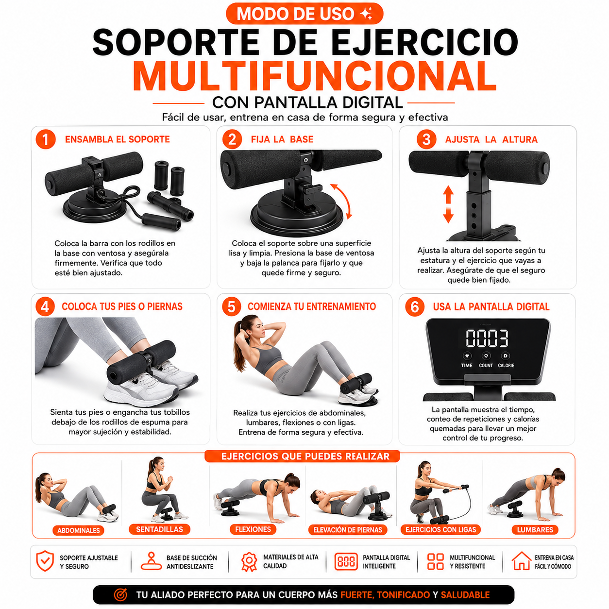 PACK PISTOLA MASAJEADORA 720 Y SOPORTE DE EJERCICIO MULTIFUNCIONAL CON PANTALLA - 5
