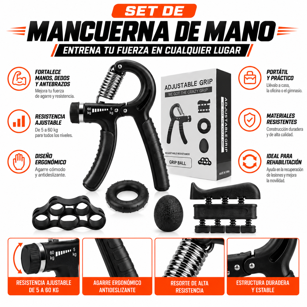 PACK PISTOLA MASAJEADORA 720 Y SET MANCUERNA DE MANO - 4