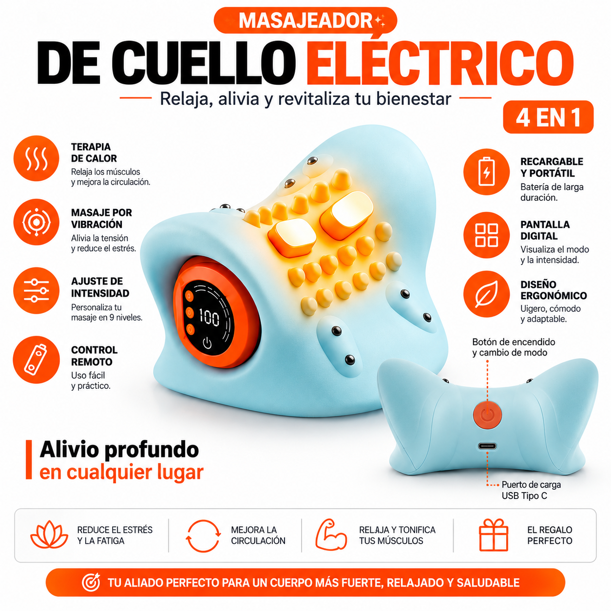 PACK PISTOLA MASAJEADORA 720 Y MASAJEADOR DE CUELLO ELECTRONICO - 4