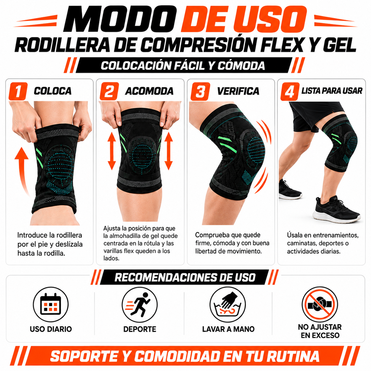 PACK PISTOLA MASAJEADORA 720 Y RODILLERA DE COMPRESION FLEX Y GEL - 5