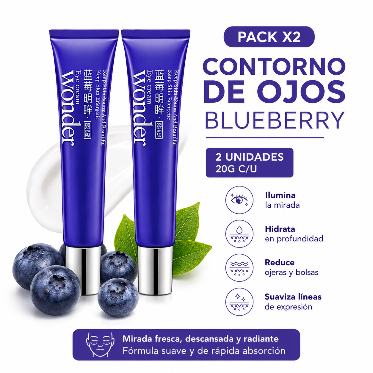 PACK 2 CONTORNO DE OJOS BLUEBERRY 20G BIOAQUA - 1