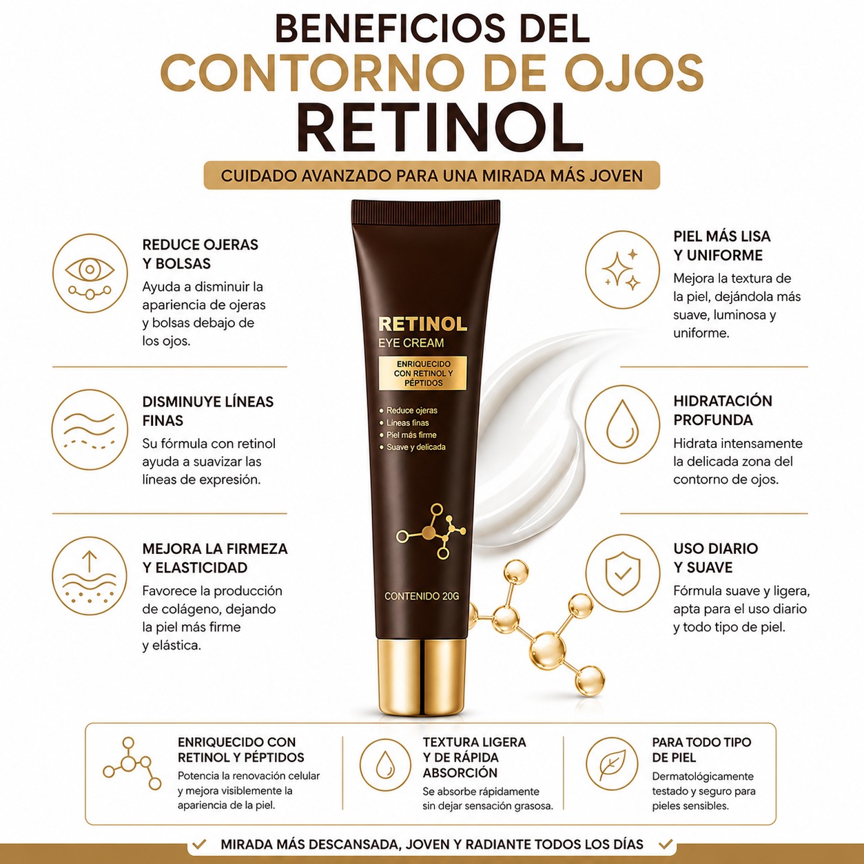 PACK 3 CONTORNO DE OJOS RETINOL 20G BIOAQUA - 2
