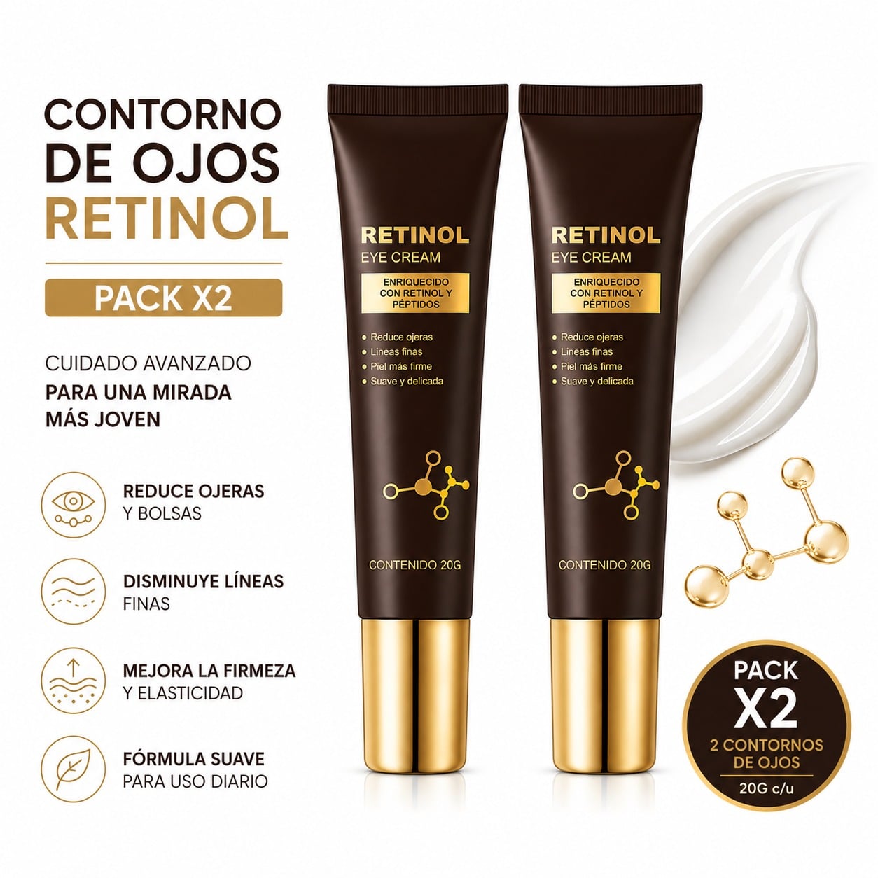 PACK 2 CONTORNO DE OJOS RETINOL 20G BIOAQUA - 1