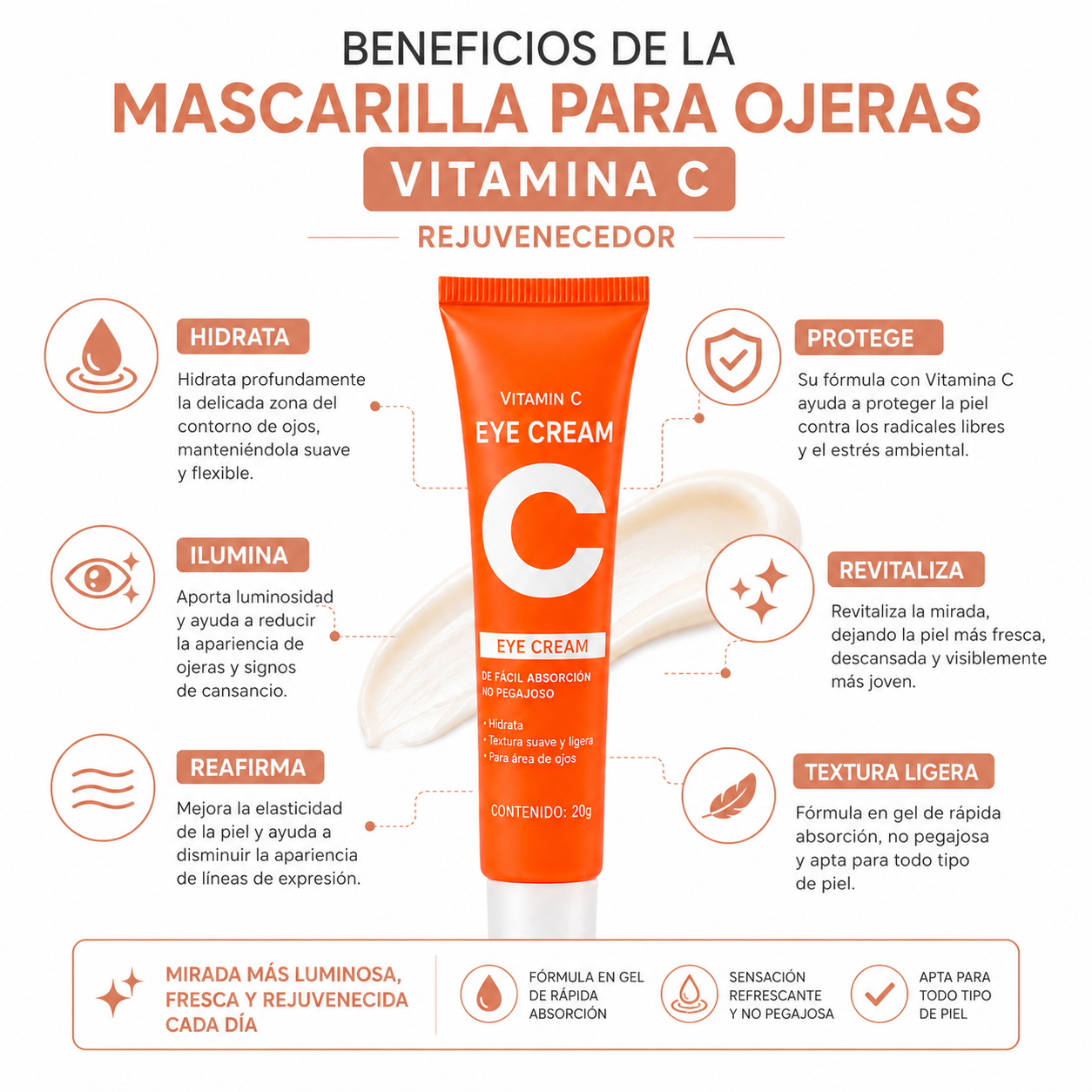 CONTORNO DE OJOS VITAMINA C 20G BIOAQUA - 2