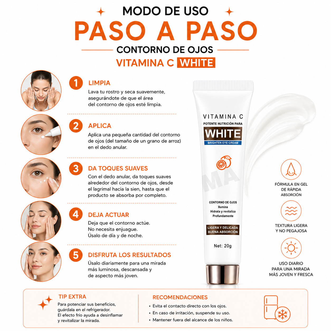 PACK 2 CONTORNO DE OJOS VITAMINA C WHITE 20G BIOAQUA - 3