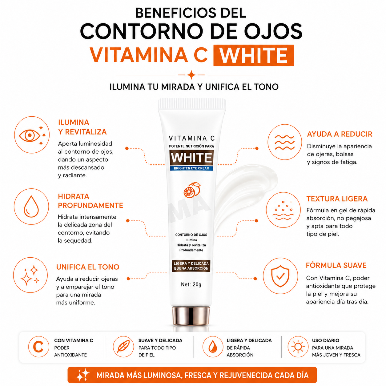 CONTORNO DE OJOS VITAMINA C WHITE 20G BIOAQUA - 2