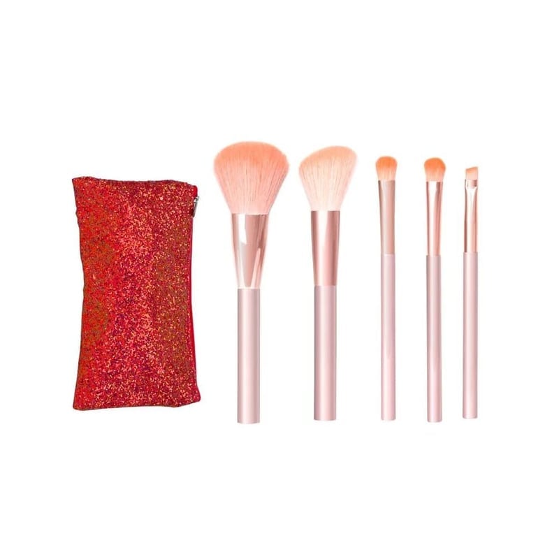 SET DE BROCHAS PROFESIONALES ROSE GOLD 5 UNIDADES + COSMETIQUERA - 1