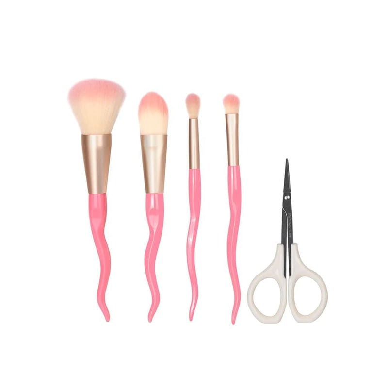 SET DE BROCHAS DE MAQUILLAJE 4 UNIDADES  + TIJERA MULTIUSOS SATINE - 1