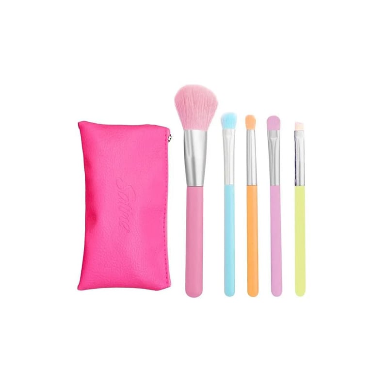 SET DE BROCHAS PROFESIONALES NEON 5 UNIDADES + COSMETIQUERA - 1