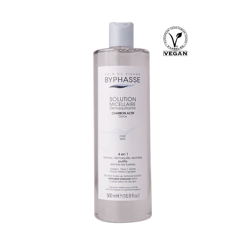 AGUA MICELAR DESMAQUILLANTE CON CARBÓN ACTIVO 500ML BYPHASSE - 1