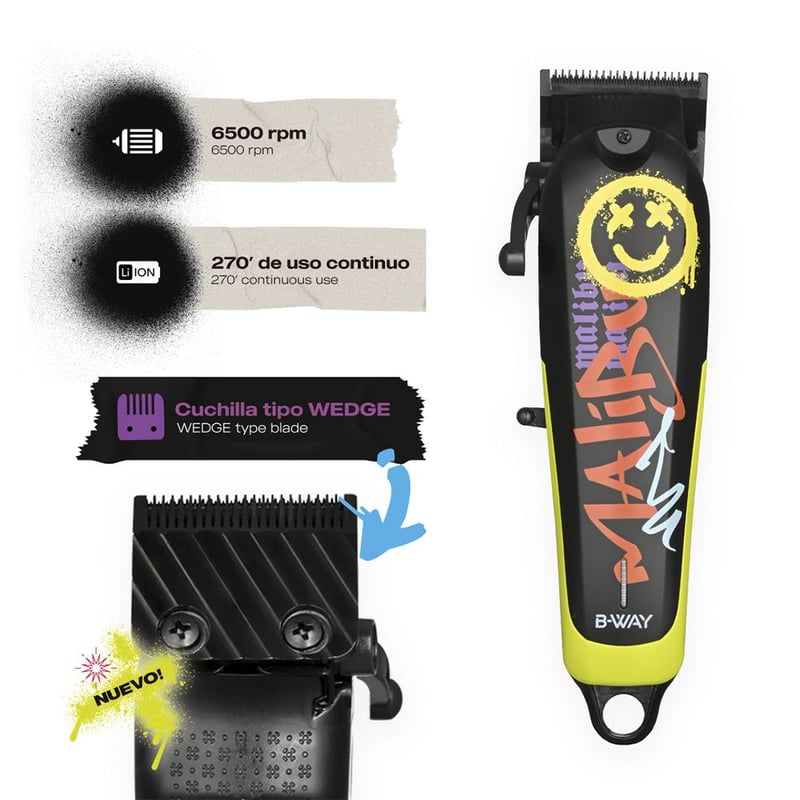 CORTADORA CLIPPER PROFESIONAL INALÁMBRICA MALIBÚ BWAY - 3