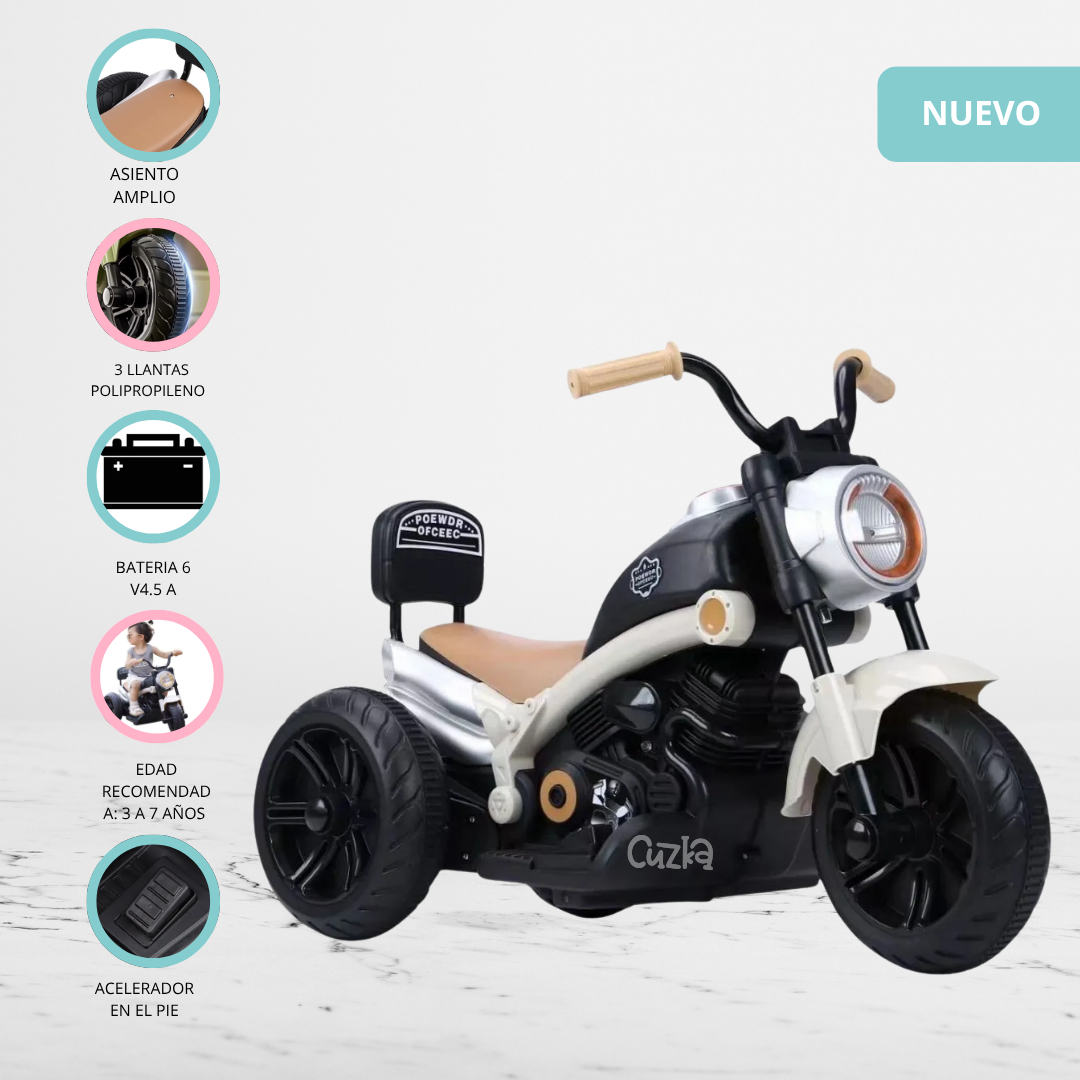 MOTO A BATERÍA PARA NIÑOS «CHOPPER» BEIGE - 1